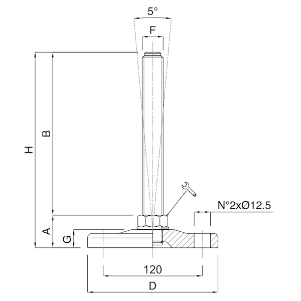 Martin Piede Zincato Base con Fori Snodato 5° D.MM150 - MARTIN - Immagine 2